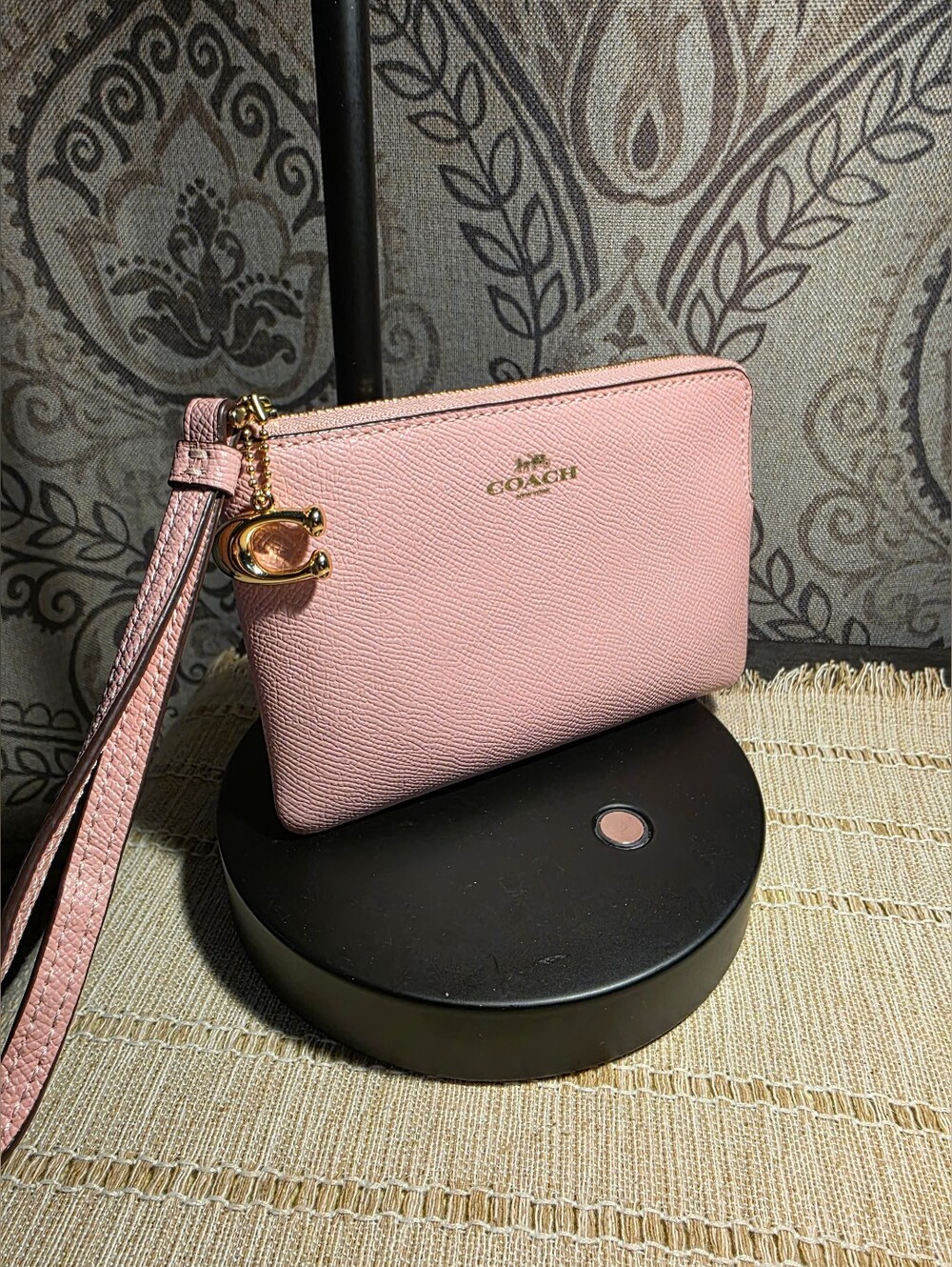 Coach Blush Pink Leather Wristlet with Gold Hardware